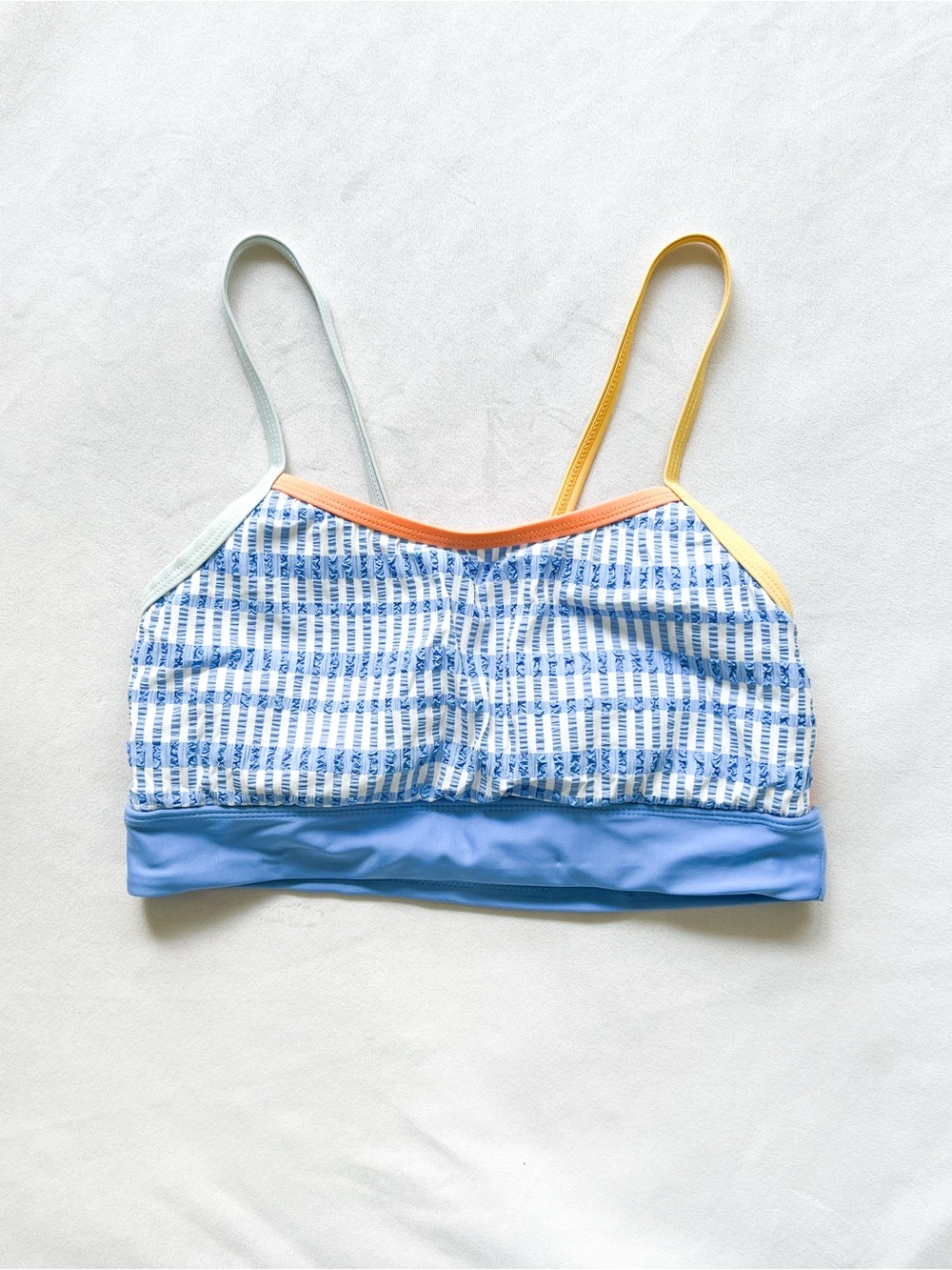 Nani Swimwear Blue Patterned Crop Bikini Top with Multicolor Straps - Medium